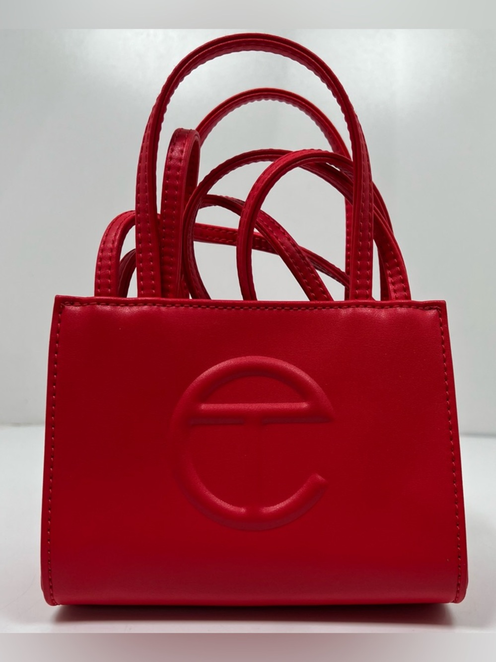 Telfar Small Red Shopping Bag Tote vegan leather party